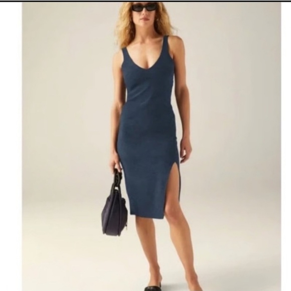 NWT Beyond Yoga Blue Midi Bodycon Dress